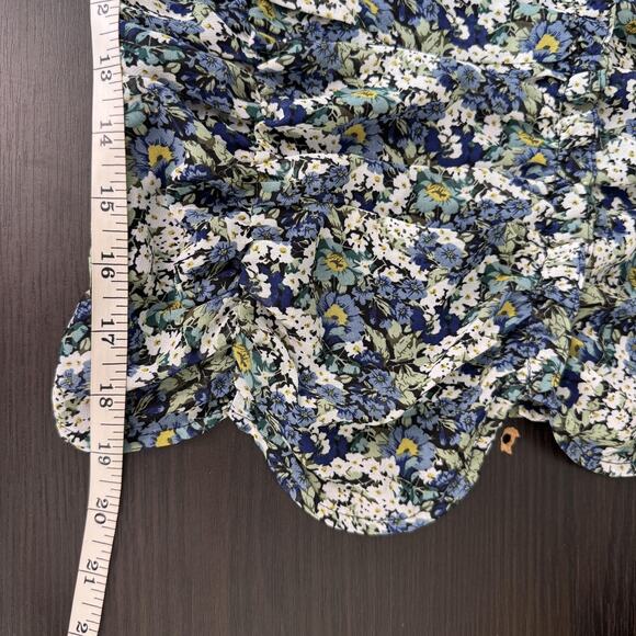 ASTR The Label Top Womens Small Floral Ruched Crop Boho Cottagecore Blouse S - Picture 10 of 11